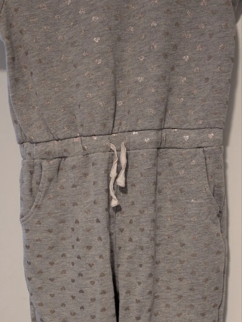 Girls' Gray Short-Sleeve Sweat Jumpsuit